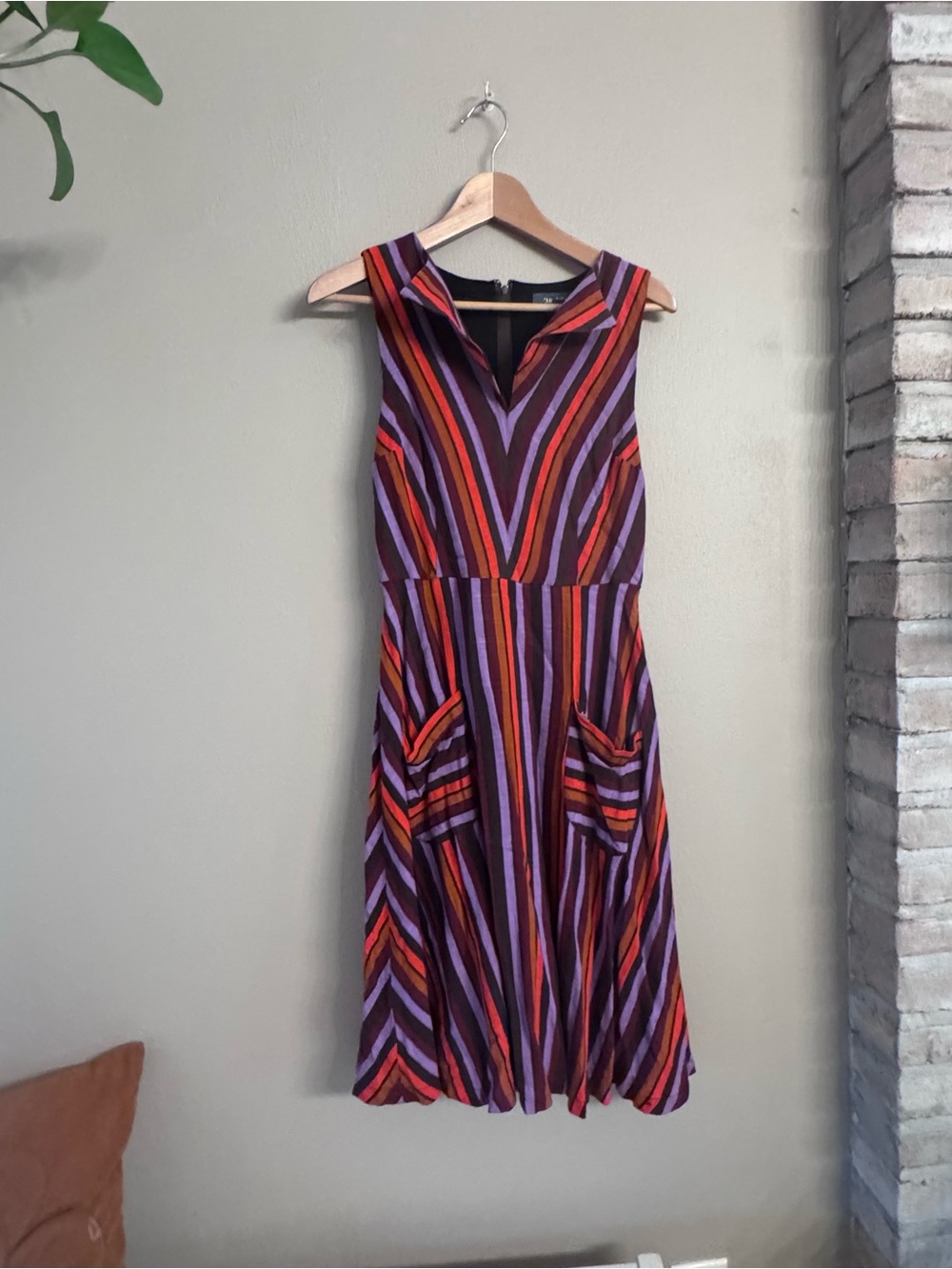 MODCLOTH Striped Sleeveless Linen Midi Dress - no belt!